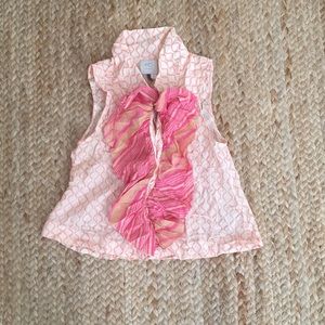 Anthropologie 00 blouse. peach, pink, and ruffled